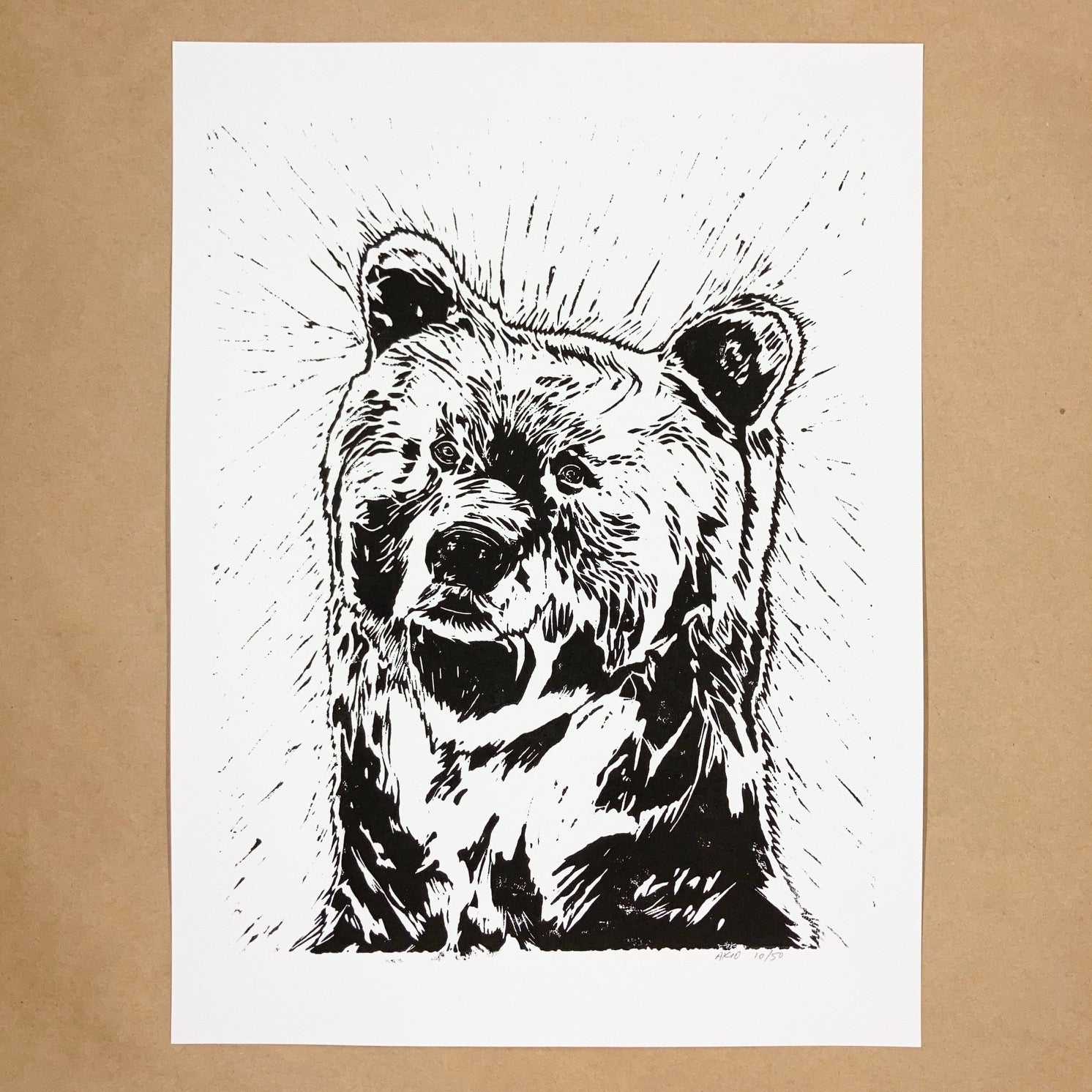 Bear Linocut Print