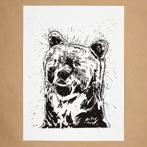 Bear Linocut Print